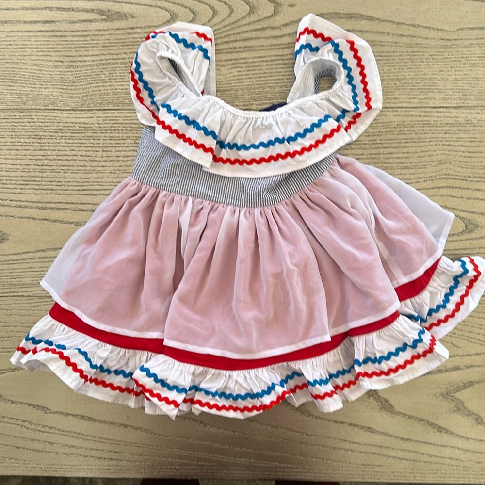 Smocked Sweets Little Rosie 4th of July Dress 2/3